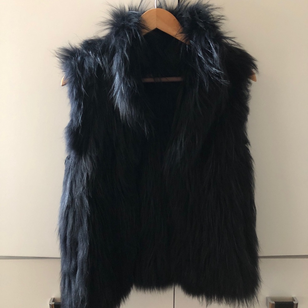 Black Yves Salomon fur vest